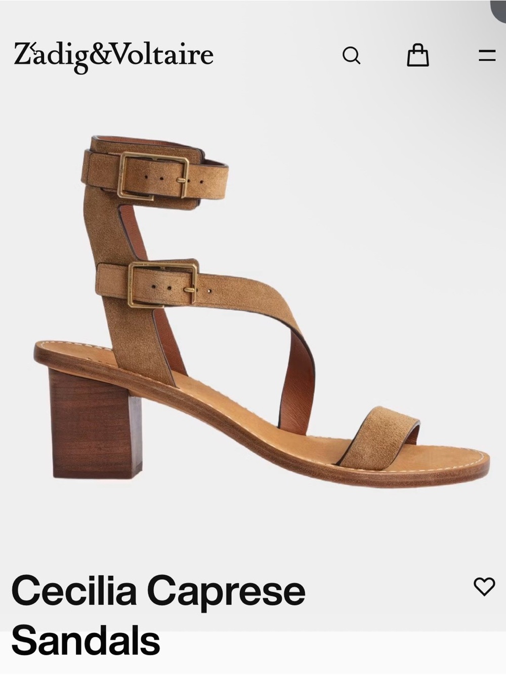 Zadig & Voltaire Cecilia Caprese Suede Sandals - Tan